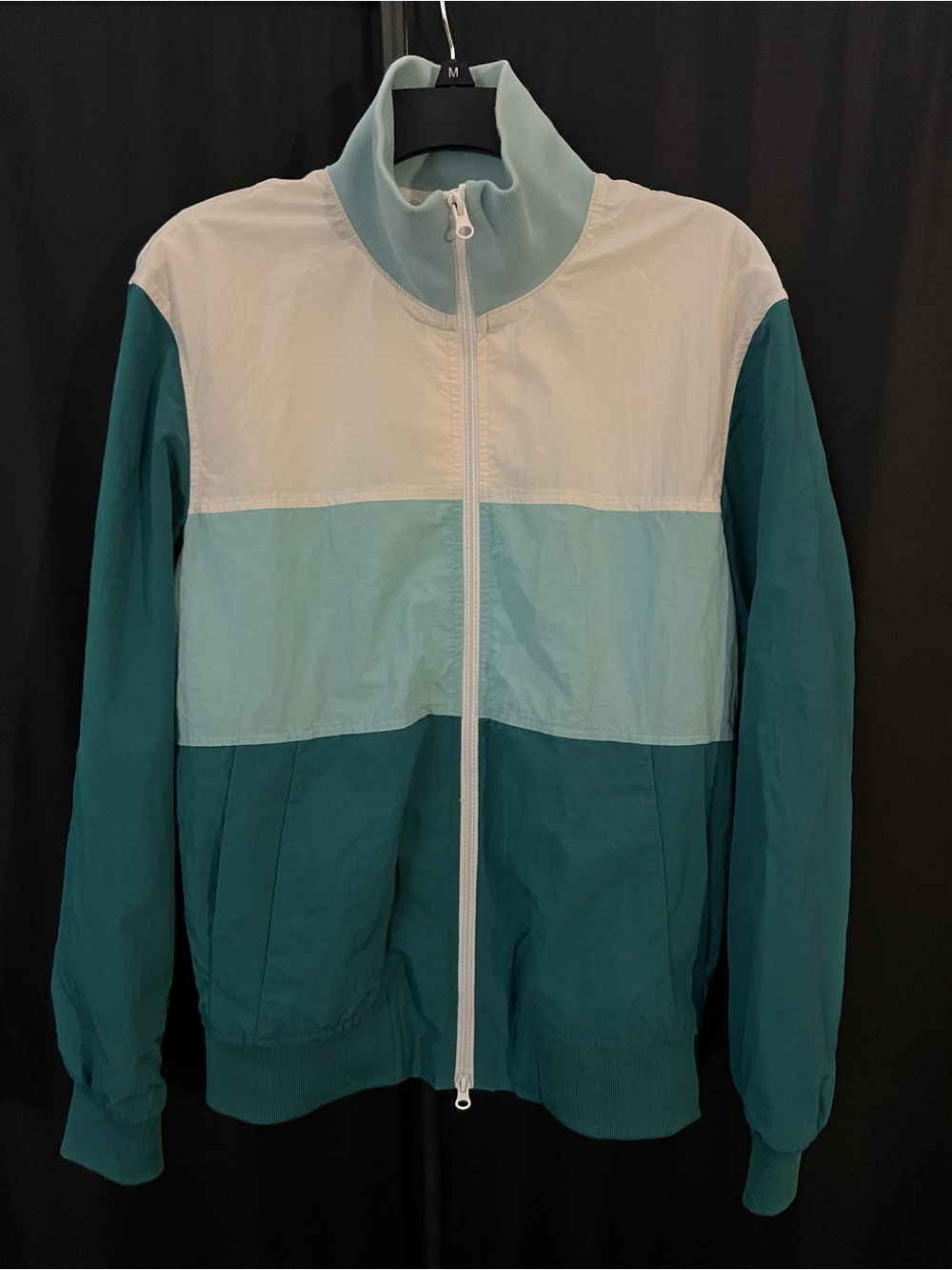 Zara Colorblock Teal, Aqua Blue & White Windbreaker